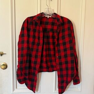 Madewell Red and Black Plaid Button Down Shirt